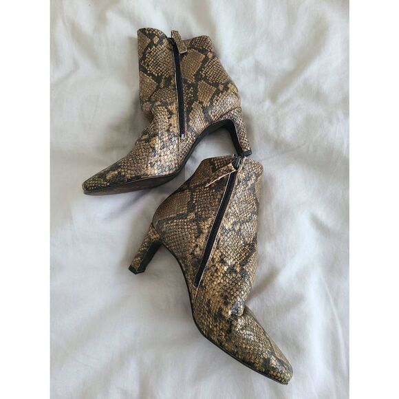 Free‎ People 2652026 Cybill Heel Boots Women's Size 36 Brown Snakeskin Leather - Picture 3 of 5